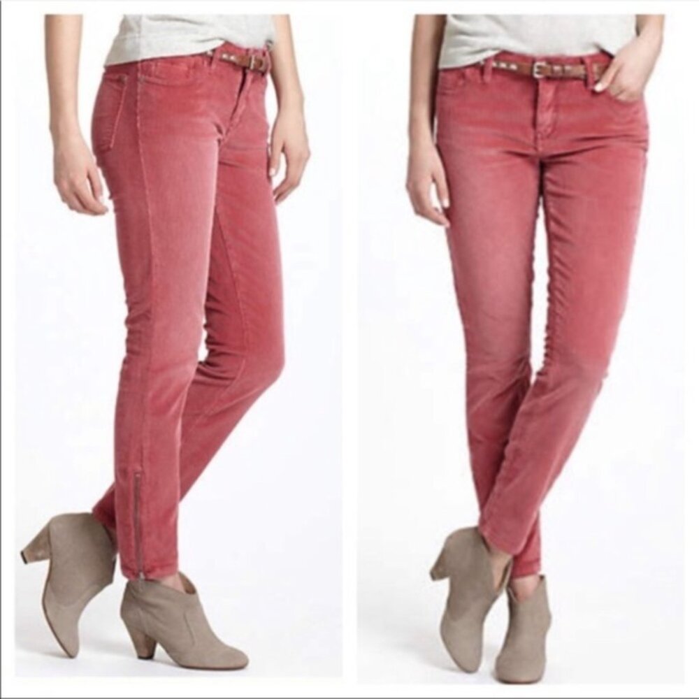 Anthropologie Pilcro Pink STET Cords Ankle Zipper